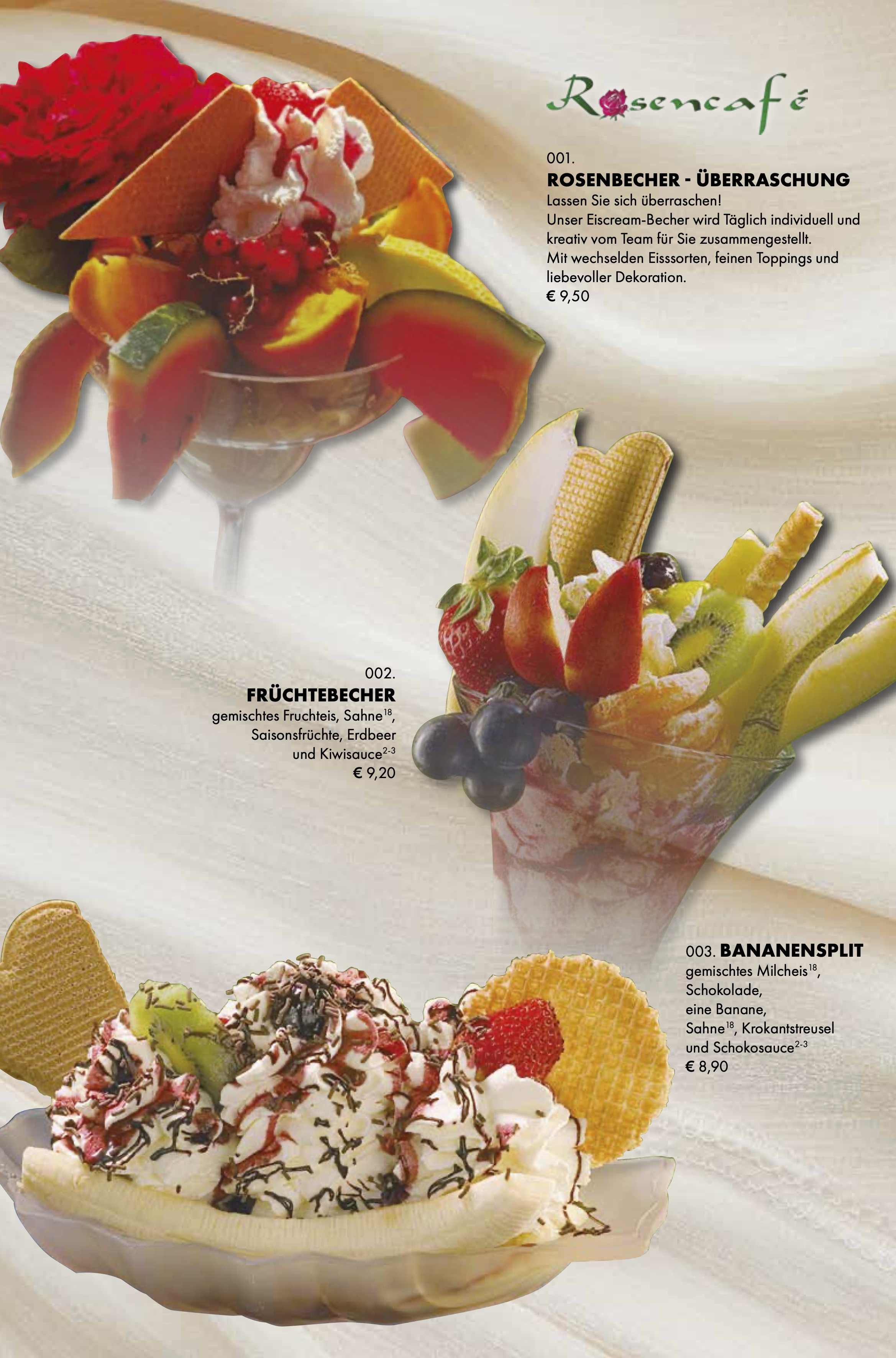 Speisekarte Rosencafe