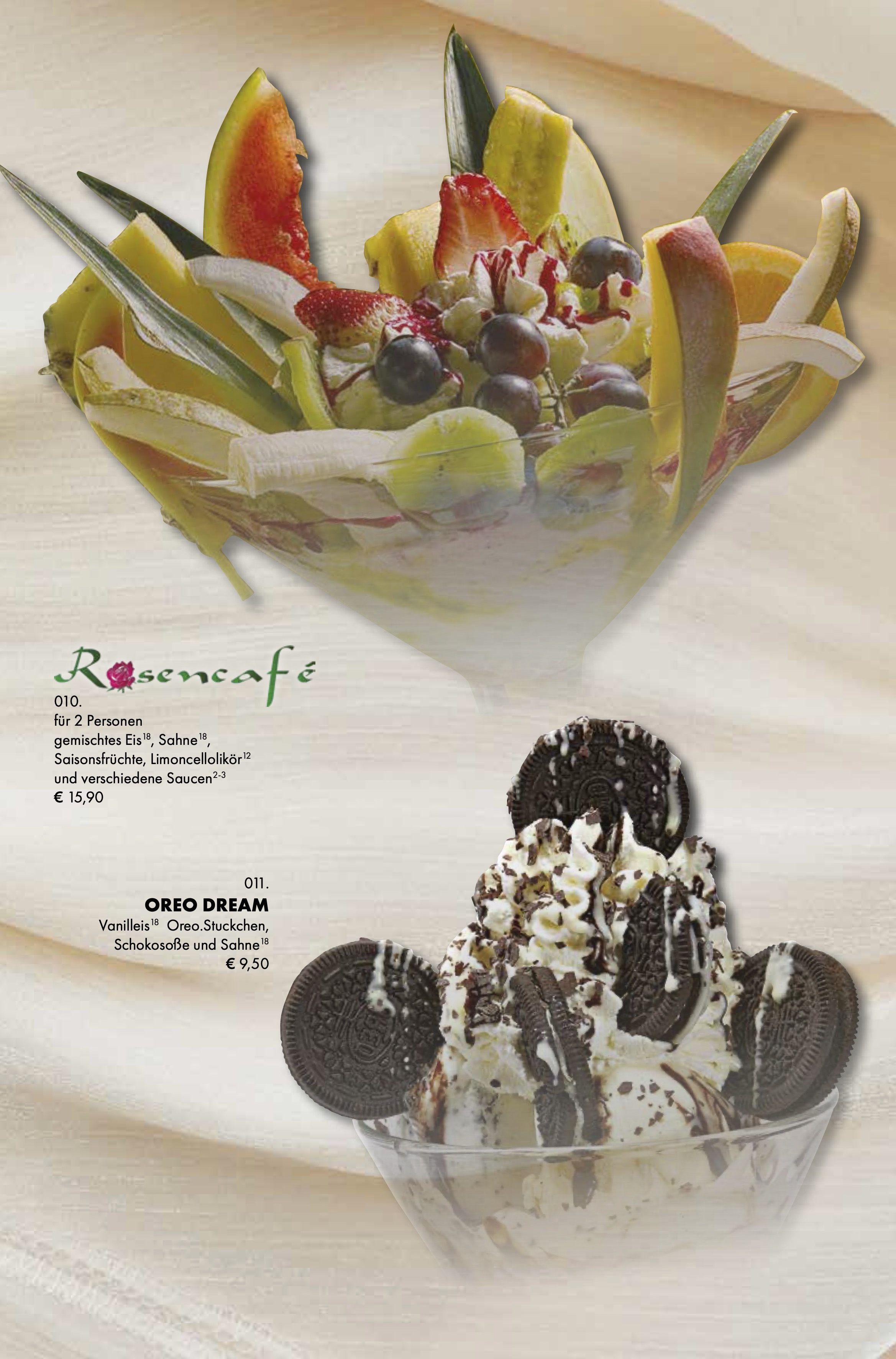 Speisekarte Rosencafe